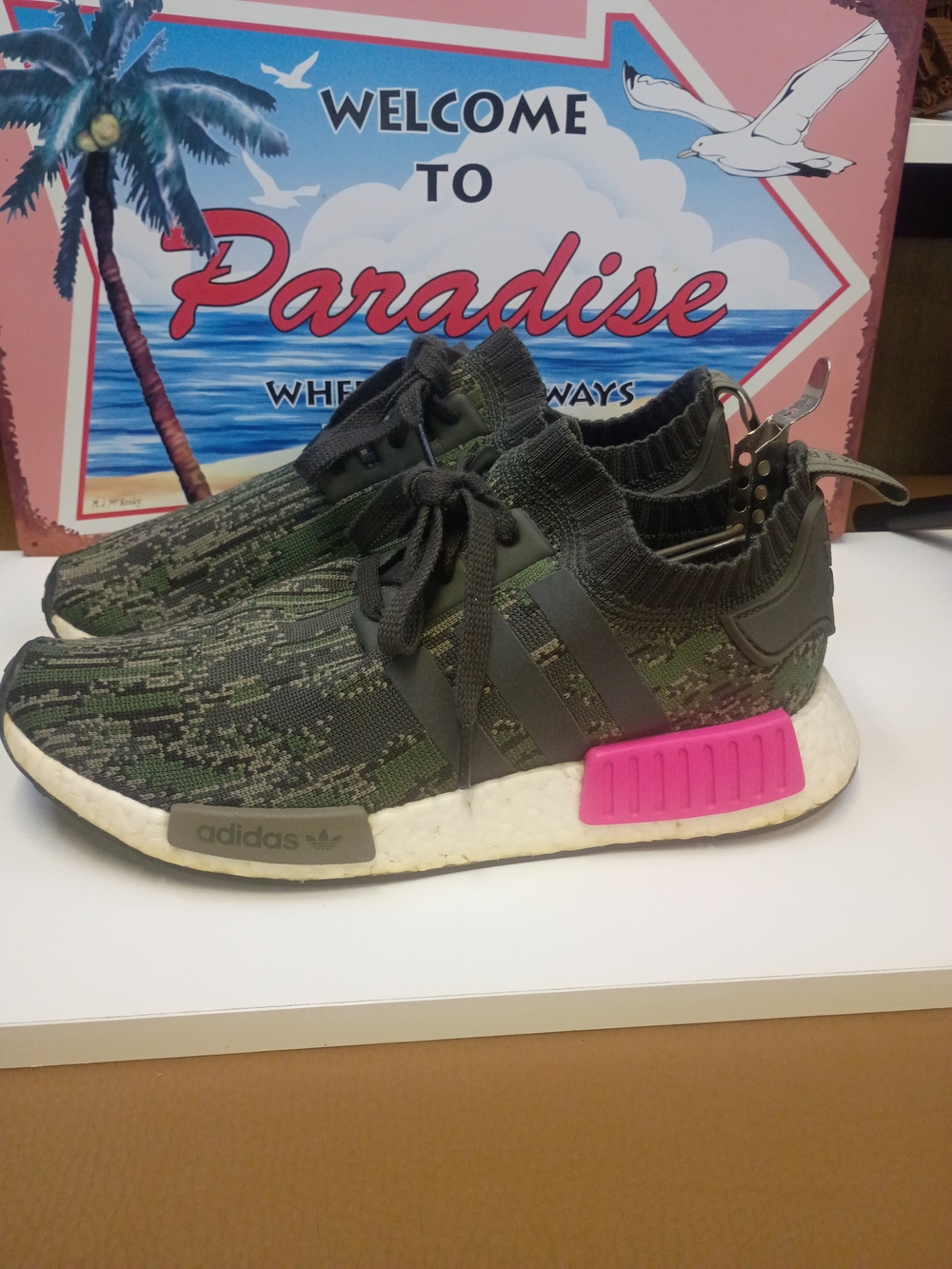 adidas Boost NMD Men's 8 1/2 Camo Green And Pink